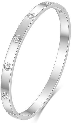 Tidefire Stainless Steel Bracelet for Women Crystal Cubic Zirconia Bangle