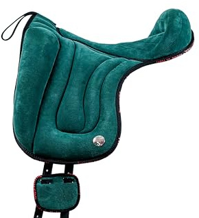 PIONEER Bareback-Reitsattel 50x45 aus Wildleder - Für natürliche Reitweise, Made in Italy - Polsterung aus Watte und Memory-Schaum - Bauchgurt aus Neopren - Braun