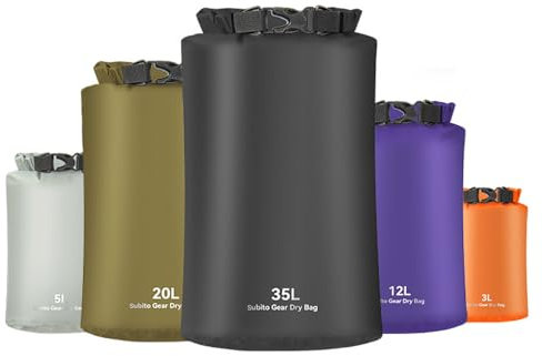 Gecheer 5 Stück wasserdichte Tasche,Ultraleichter Trockensack, wasserdichter Packsack für den Außenbereich, für Camping, Wandern, Kajakfahren