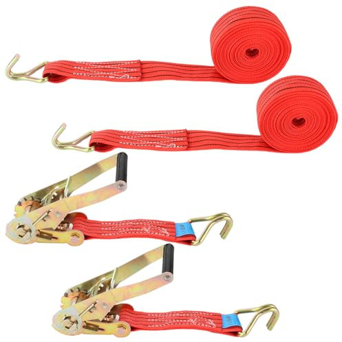 MIVIDE Lot de 2 Sangles d'arrimage avec Cliquet et Crochet - 6 m x 50 mm - Charge Maximale de 2000 kg, Sangles à Cliquet pour Moto, Voiture, Remorque