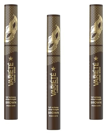 Eveline Cosmetics Variété Braun Volumen und Verlängernde Mascara - Erhöht Wimpernvolumen & Länge mit Langanhaltender Formel, Ideal für Hellere Haarfarben