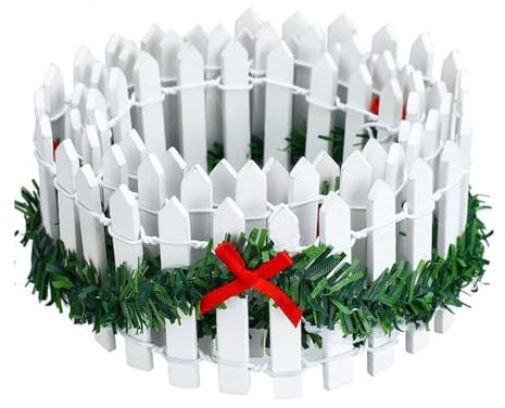 1PCS Miniature Clôture Jardin,Accessoires de village de Noël (90x5cm) Clôture de village Noël Clôture en bois miniature Clôture de piquet blanc pour paysage village maison de poupées
