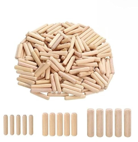 100/50pcs En Bois Goujon Armoire Tiroir Rond Cannelé En Bois Artisanat Goujons Tiges Ensemble Meubles Montage En Bois Goujon Goupille(8x40mm,100pcs)