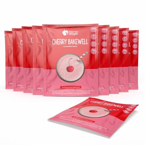 Shake That Weight 10 x Diet Shake – Cherry Bakewell – Plan de remplacement de repas pour perte de poids – Régime très faible en calories – VLCD – Riche en protéines, sans lactose, sans gluten, faible