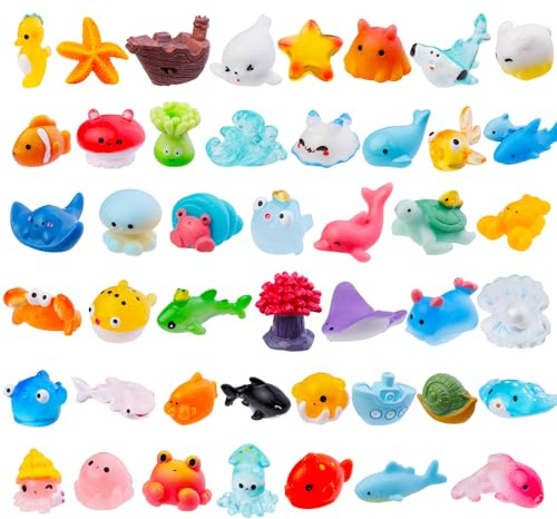 gyoyede 45pcs Mini Ocean Resin Animals,45 Styles Tiny Sea Animals Miniature Little Small Resin Animal Figures Bulk for Fairy Garden Micro Landscape Aquarium Dollhouse Decor
