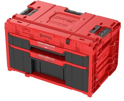 Organisation maximale avec 2 tiroirs : la mallette à outils Qbrick dispose d'un tiroir bas (capacité de charge de 8 kg) et d'un tiroir haut (capacité de charge de 16 kg) pour une organisation parfaite