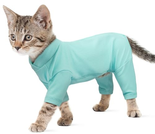 Ropa para Gatos, Chaleco Suéter con Mangas Ropa Invierno Abrigo Pullover Gatos Body Traje de Recuperación Jersey Gato Sphynx(Azul, XS)