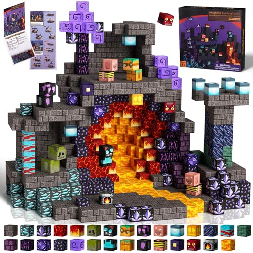 PQETBV Bloques de Construcción Magnéticos, 100 Piezas Construcciones Magneticas Niños, Bloques Magneticos Construccion Niños Juguete Creativo Montessori para 3 4 5 6 7 8 9 10 Años