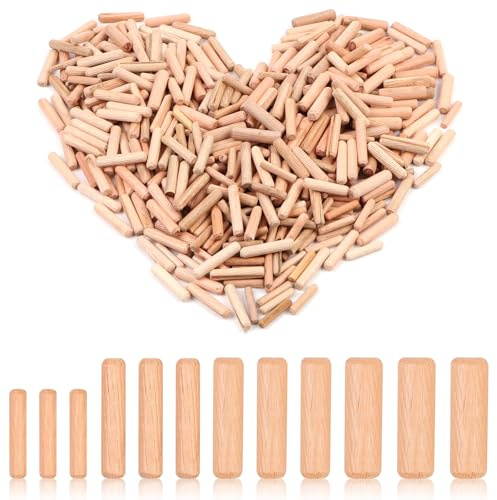 1000 Piezas Tacos de Madera Cónicos, M6 M8 M10 M12 Ranurada Espigas de MaderaClavijas de Madera-Espigas Corrugadas de Maderas de Haya Tubillones de Maderapara Carpinteros DIY Muebles Manualidades