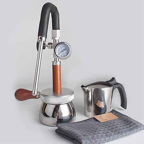 Mousseur à lait pneumatique à vapeur 350 ml Buse à vapeur 3 trous Flamme ouverte et chauffage à induction pour créer une mousse de lait parfaite