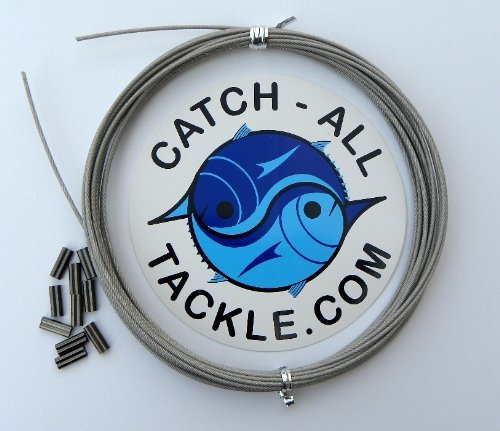 Catch All Tackle 49-Strand Cable Vinyl Coated 7x7 Stainless Steel Kit 30ft 480lb 1.6mm w/10 1.9mm crimps