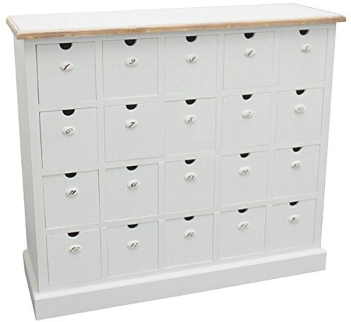 Casa Padrino Country Style Apothecary Chest Antique White/Natural Colors 105 x 39 x H 93 cm - Country Style Chest with 20 Drawers