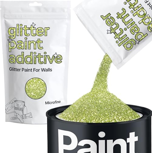 Hemway Olive Green Glitter Paint Additive Microfine 100g for Adding Sparkle to Paints & Varnish | Paint Walls Sparkly Add to Emulsion, Acrylic or Lacquer Indoor