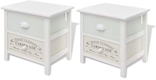 Festnight- 2 Stücke Nachttische Shabby Chic Nachtschrank | Telefontisch Beistelltisch | 38 x 28 x 38 cm Landhausstil für Wohnzimmer Schlafzimmer