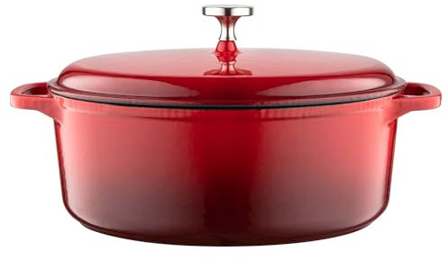 FLORINA Gusseisen Bräter (4,2 l) 29 cm | Schmortopf HIERRO | Brattopf mit Deckel und Griffen | Topf Backofengeeignet | Emaillierte Beschichtung | Kochtopf Ideal für alle Herdarten und Induktion