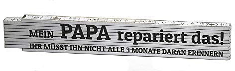 GESCHENKE-FABRIK Meterstab - 2 Meter Zollstock als Geschenk mit der Aufschrift 'Papa repariert das' - Optimales Geschenk für alle Heimwerker, Väter oder Opas - Zum Vatertag, Weihnachten, Geburtstag