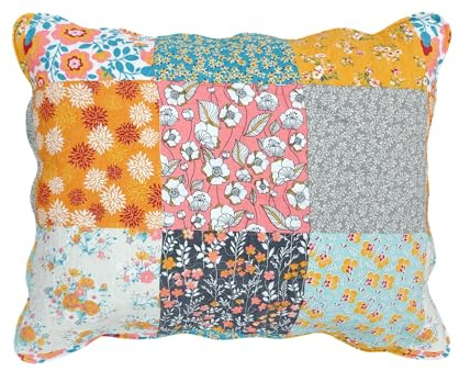 Greenland Home Fashions Carlie Modern Floral Quilted Pillow Sham, King, Calico Patches