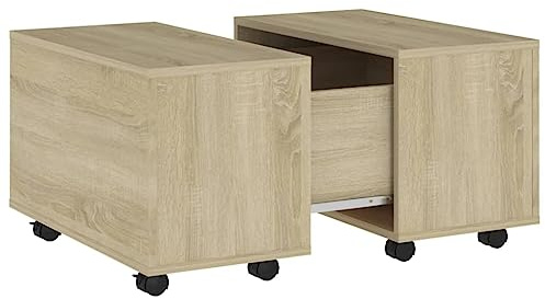 vidaXL Couchtisch Ausziehbar Beistelltisch Wohnzimmertisch Kaffeetisch Sofatisch Teetisch Tisch Wohnzimmer Sonoma-Eiche 60x60x38cm Holzwerkstoff