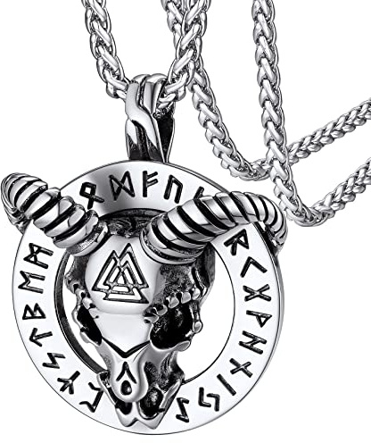 FaithHeart Collar Satanico Hombre Acero Inoxidable 316L Colgante Pentagrama Invertido con Cabeza Cabra Joyería Vintage Hip Hop Halloween