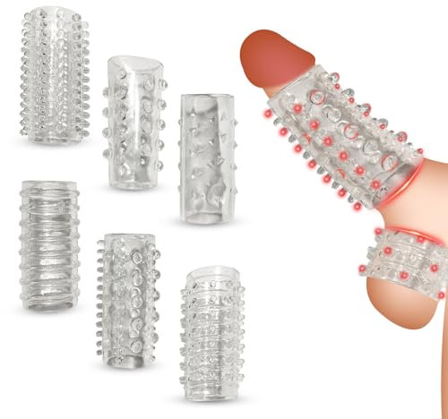 6er Pack Penishülle Penismanschetten Sex Spielzeug für die Männer,Transparente Penis Sleeve Penisring Cockring Penis Hülle für Intensive Stimulation,Penisvergrößerung,Erektionsverbesserung