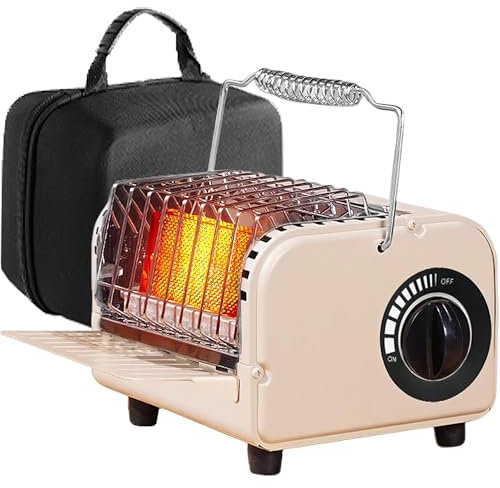 HYQNG 2 In 1 Portable Gas Heater & Stove, Stainless Steel Camping Gas Heater for Inside Tent, Outdoor Heater Camping Stove Gas Portable, with Handbag, Auto Ignition, Adjustable Temperature, 1.2KW