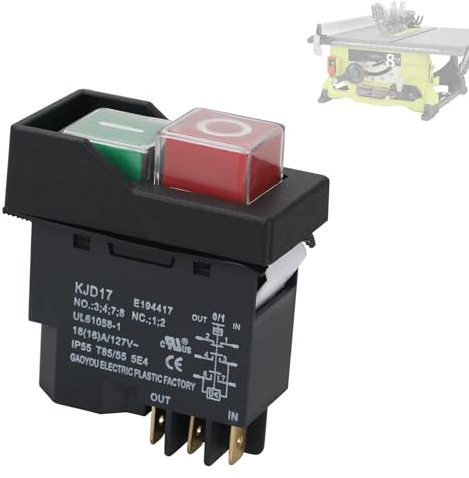 SUNJIKA Table Saw Power Switch for Ryobi RTS08/RTS12/RTS23,Ridgid R4514T