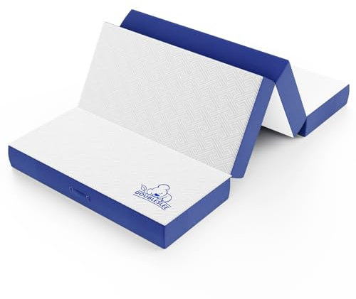 Doubleslee Klappmatratze(ca. 80x195cm), 4-teilige Gästematratze 80x195x10cm, Faltbare Matratze, Matratze Auto Kofferraum, H3 Härtegrad, Bezug abnehmbar, Komfortschaumkern