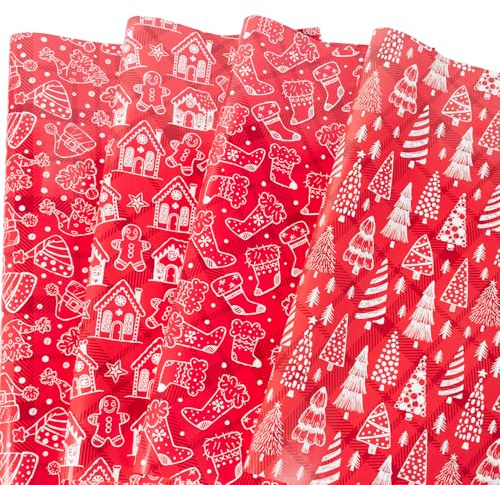 8 Sheets Christmas Wrapping Paper,51 * 74cm XMAS Gift Wrapping Paper for Women Men Girls Boys,Unique Xmas Decorative Gift Paper (Red)