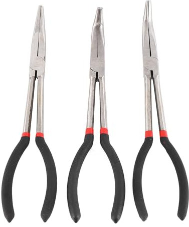 Alicates de punta de aguja de acero extendido de largo alcance de 11 pulgadas, 45 90 grados