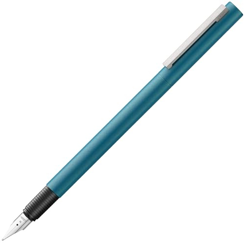Lamy cp1 aquamarine Füller – minimalistischer Füllfederhalter in elegantem Gehäuse aus Ganzmetall – mit abgefedertem Edelstahl-Clip & Stahlfeder in Strichbreite EF – inkl. Tintenpatrone T 10 blau