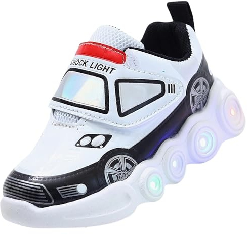 Jasmeko Zapatillas con Luces para Niños, Zapatos Deportivas Niños Deporte Tenis Luz Luminosos (C-White,27)