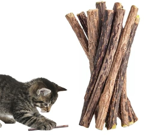 12 Unidades de Palos de Madera de Matatabi para Gatos, Juguete Natural