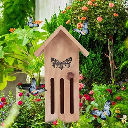 Pongnas Casa de Madera para Abejas, Mariposas y Mariquitas - Tiempo - Jardín, 10x8x28,5cm (1)