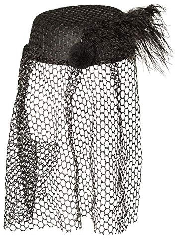 Boland 04129 - Hut Schwarze Witwe aus Filz mit Feder und Schleier für Faschingskostüme, Kostüm Zubehör für Karneval und Halloween