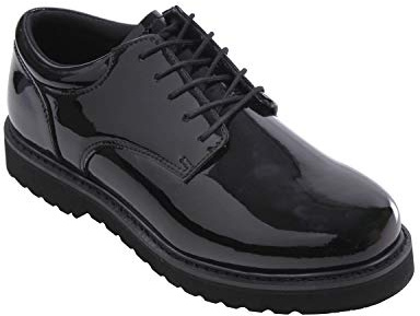 Rothco Uniform Oxford Dress Work Shoe – High‑Gloss, Cushioned & Rugged Tread Sole for Service Professionals, Regular, 10.5 Black