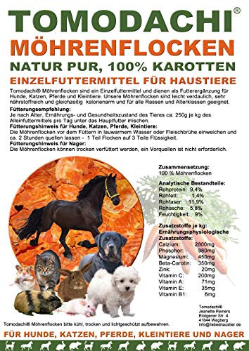 Tomodachi Karottenflocken Nager Snack Möhrenflocken Nagerfutter Vitamine Verdauung Hamster Meerschweinchen Ratte Maus Chinchilla Kaninchen 10kg
