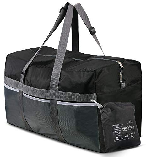REDCAMP Sac de sport extra large, léger, résistant à l'eau, sac de voyage pliable pour homme et femme - bleu/noir, 96 l/75 l, Noir 75L, 75L, Sac de sport noir classique
