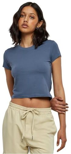 Urban Classics Dam-t-shirt, dam, stretch, jersey, cropped te, damtopp finns i många färgvarianter, storlekar XS – 5XL, Vintageblue, L
