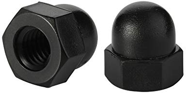 M8-1.25 Acorn Nuts Nylon Hex Cap Nut Inner Threaded Protection Cover, Black, Quantity 25