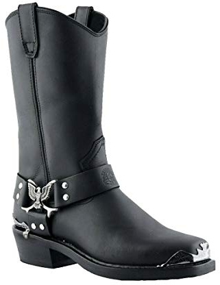 Grinders Eagle Hi Botas para Hombre Vaqueras de Cuero Negro Estilo Motorista 8