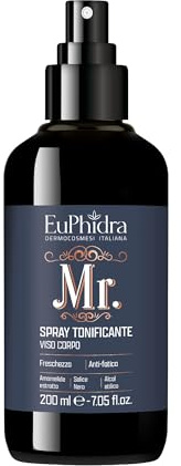 Euphidra Mr. - Spray Tonificante Viso Corpo per uomo, Lozione Multifunzionale, Acqua Tonificante Rinfrescante, Immediata Sensazione di Freschezza, Flacone Spray da 200 ml