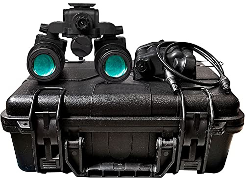Chestnut-YX FMA Tactical Airsoft with Green Light AN/PVS31 Helmet Dummy Night Vision Goggle Model No Function Binocular Night Vision NVG with Battery Case and Storage Box, 18.3x3.5x11.8cm