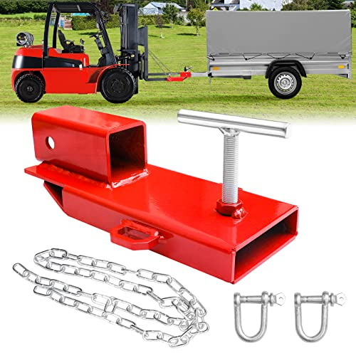 EBESTTECH - Accesorio de enganche para remolque de carretilla elevadora, 1 unidad, adaptador de remolque receptor de 2 pulgadas con cadena roja