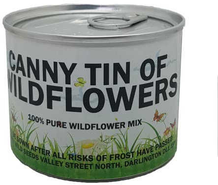 100g Canny Tin of Wildflower Seed 100g of Pure Wild Flower Seed Mix in Handy Gift Can Poppy Oxeye Cornflower