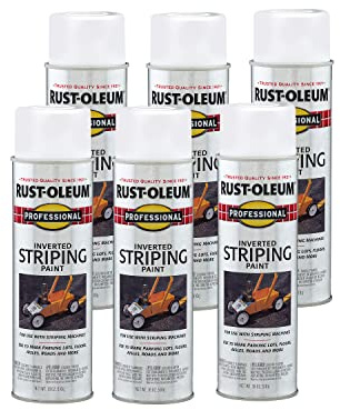 Rust-Oleum 2593838-6PK Professional Inverted Striping Spray Paint, 18 oz, White, 6 Pack