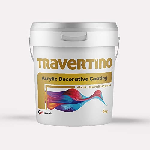 DECOMIN TRAVERTINO - BIG TUB - Natural Stone Effect - Decorative Plaster 20 KG - Interior & Exterior - Water Based - Exclusive Textured Finish