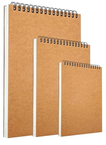 3Pack Sketchbook Spiral Bound Hardback Sketch Pad Drawing Pad for Artists A3 A4 A5 Art Books 160gsm Recycled White Drawing Paper