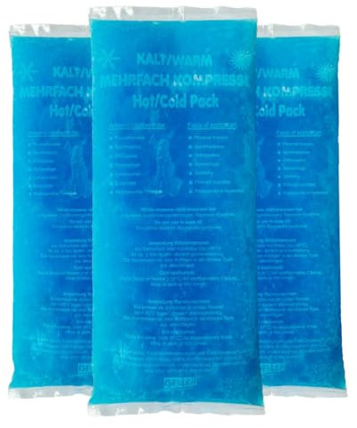 Cuscinetti refrigeranti – Compressa calda e fredda | 29 x 12 cm | Raffreddamento del dolore, moderno gel blu – Confezione refrigerante per punture di insetti, lividi e altre lesioni (20 compresse)