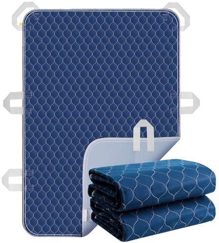 Pads for Beds with Handles for Incontinence 36x52 Inch(2 Pack),Washable Pee Pads for Adults,Washable Underpads,Waterproof Protective Pad for Seniors,Bedwet Kids,Hospitals,Pets,Reusable Bed Pad