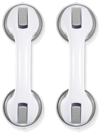 Poignées de maintien pour seniors, poignée de douche sans perçage, poignée de WC pour personnes handicapées, poignée avec ventouse pour personnes âgées, aide au lever avec ventouse, lot de 2 pièces